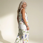Madeleine | Delicate Floral Swan-Print Jumpsuit