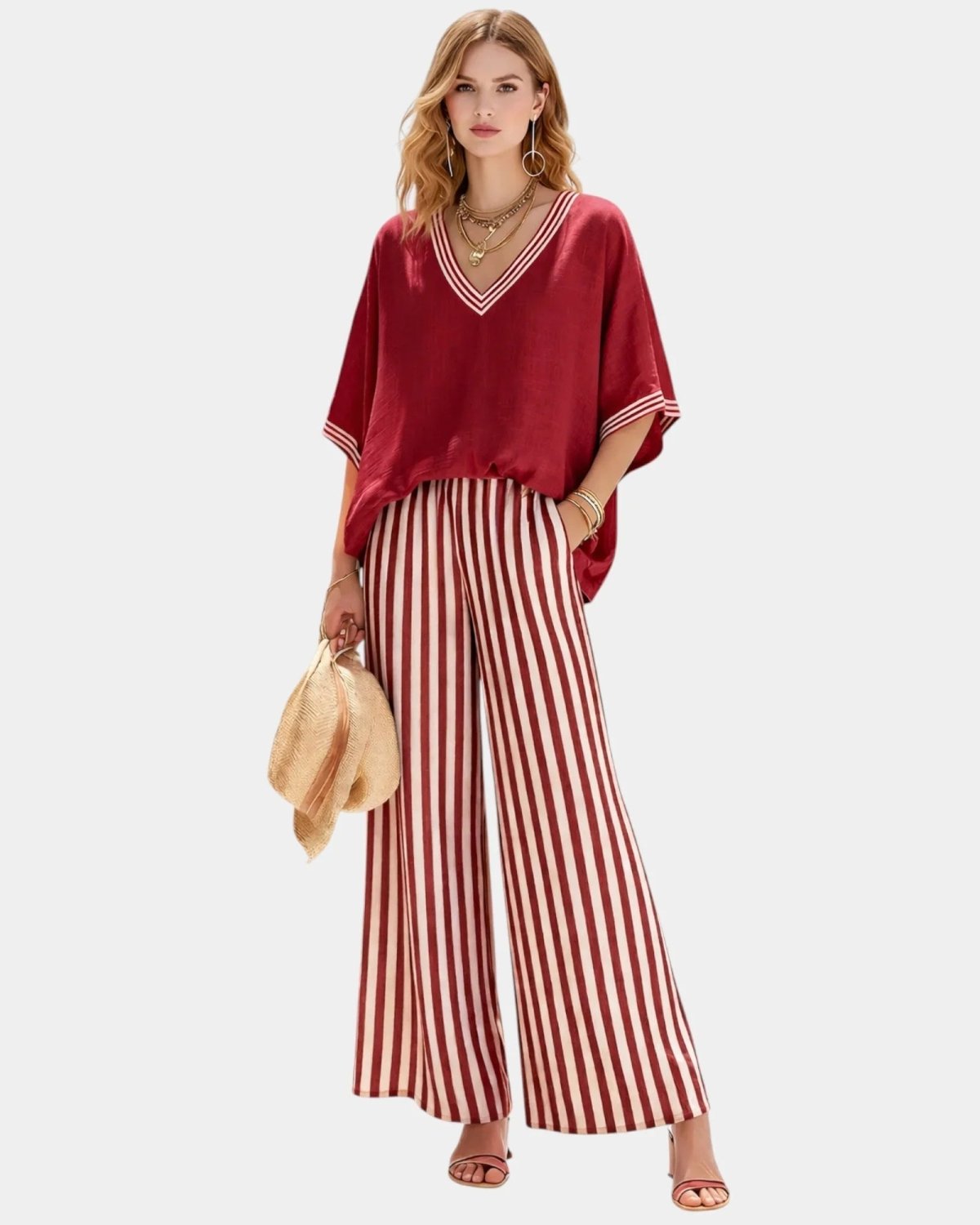 Tristane | Striped trousers and blouse set